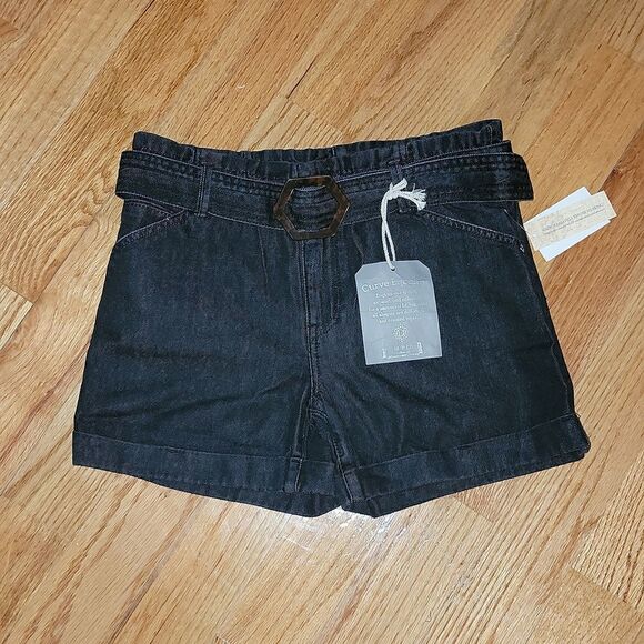 Democracy Dark Jean Shorts with Belt - Picture 1 of 7